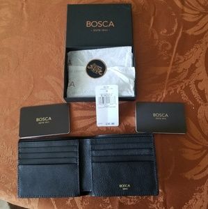Mens Bosca Executive Black washed bifold wallet